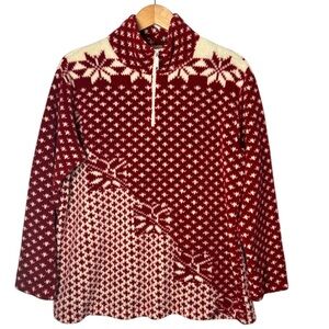Liz Claiborne 90s Vintage Fair Isle Christmas Fleece Pullover Sweatshirt L/XL